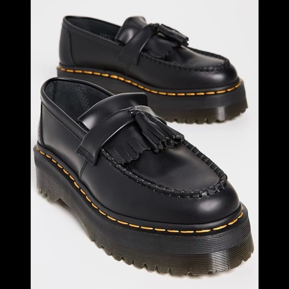 Dr. Martens Black Leather Platform Loafers